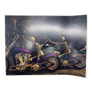 LE GM Harley Davidson motorcycle print artwork signed 11/50 skull 16x12" READ